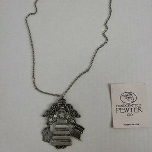 Vintage Angel Hammered Pewter Handcrafted Necklace